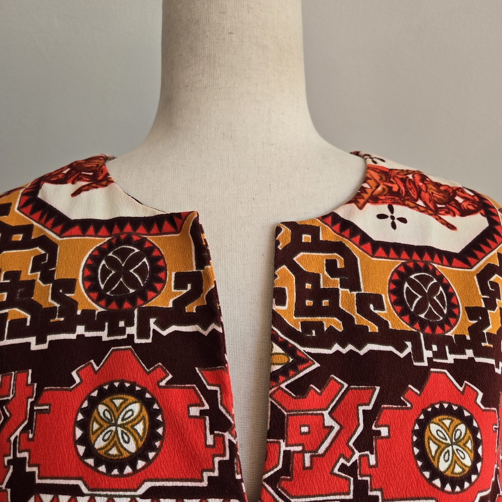 Vibrant Barkcloth Vintage Dress - Picture 2 of 13